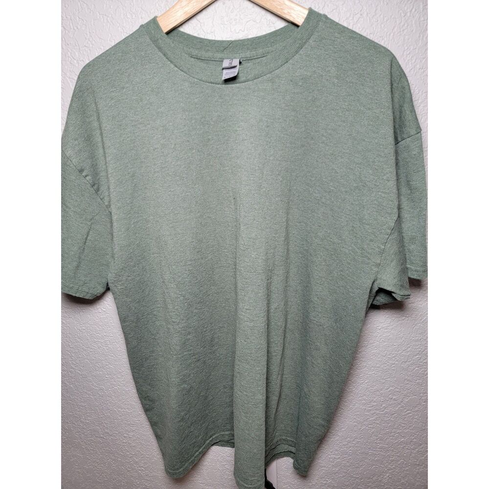 Gildan Heavy Cotton T-Shirt Mens XL Sage Green Heather Blank Short Sleeve Tee